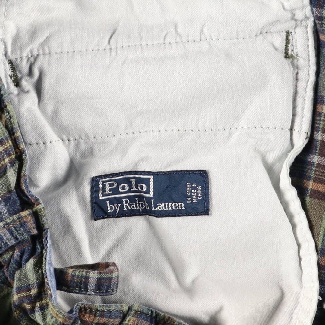 Ralph Lauren POLO by Ralph Lauren Check Pattern Cotton Shorts, Men's Size Medium cotton Khaki type Vintage Second Hand