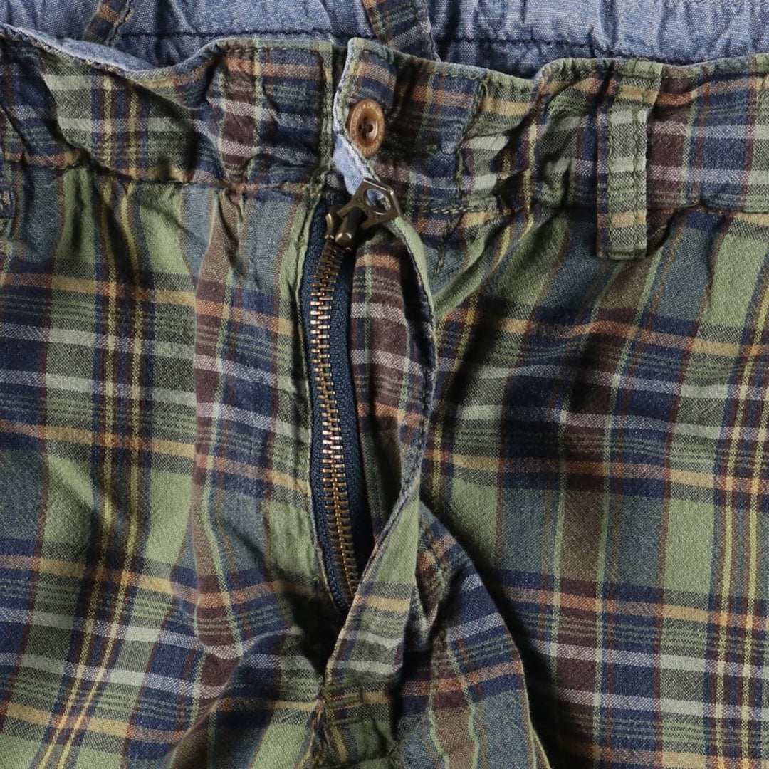 Ralph Lauren POLO by Ralph Lauren Check Pattern Cotton Shorts, Men's Size Medium cotton Khaki type Vintage Second Hand