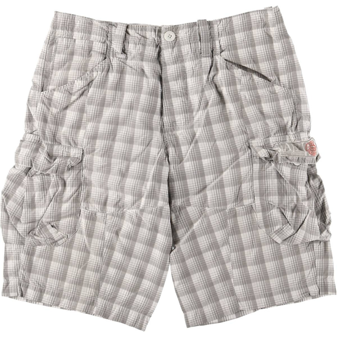 Armani ARMANI EXCHANGE Check Pattern Cotton Shorts, Cargo Pants, Men's, Size W35 cotton gray type Vintage Second Hand