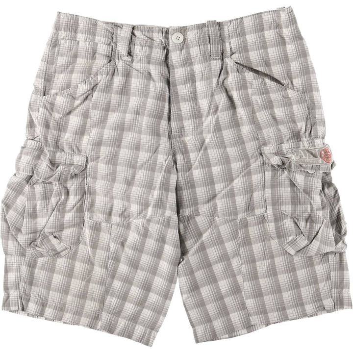 Armani ARMANI EXCHANGE Check Pattern Cotton Shorts, Cargo Pants, Men's, Size W35 cotton gray type Vintage Second Hand