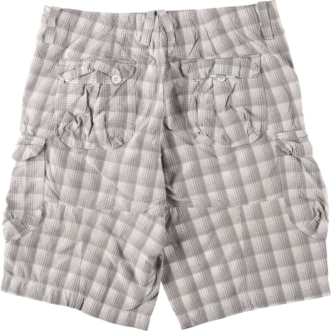 Armani ARMANI EXCHANGE Check Pattern Cotton Shorts, Cargo Pants, Men's, Size W35 cotton gray type Vintage Second Hand