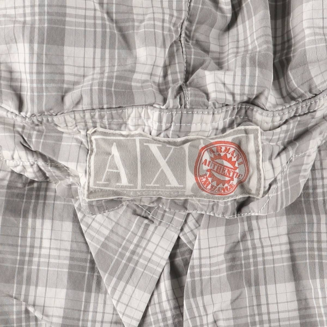 Armani ARMANI EXCHANGE Check Pattern Cotton Shorts, Cargo Pants, Men's, Size W35 cotton gray type Vintage Second Hand