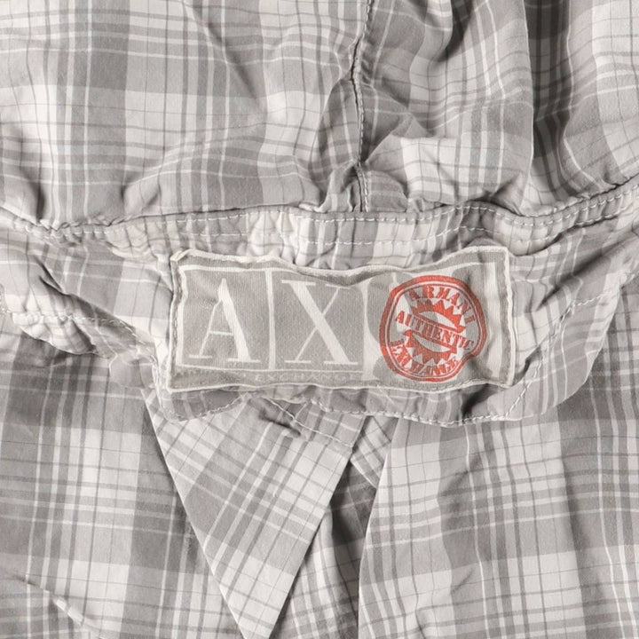 Armani ARMANI EXCHANGE Check Pattern Cotton Shorts, Cargo Pants, Men's, Size W35 cotton gray type Vintage Second Hand