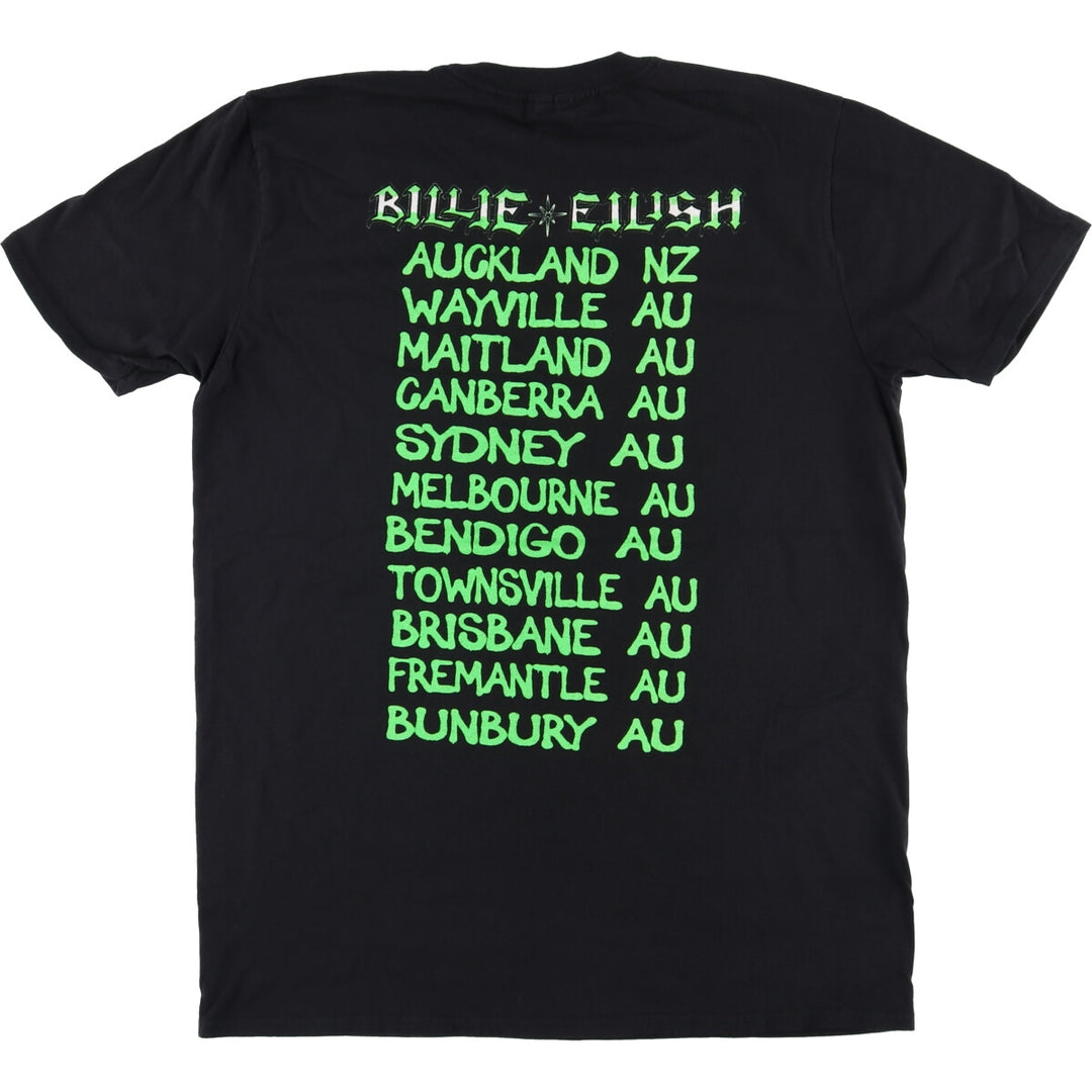 Billie Eilish band T-shirt, men's size L cotton black type Vintage Second Hand