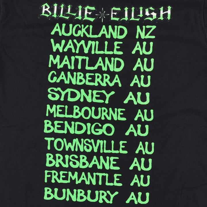 Billie Eilish band T-shirt, men's size L cotton black type Vintage Second Hand