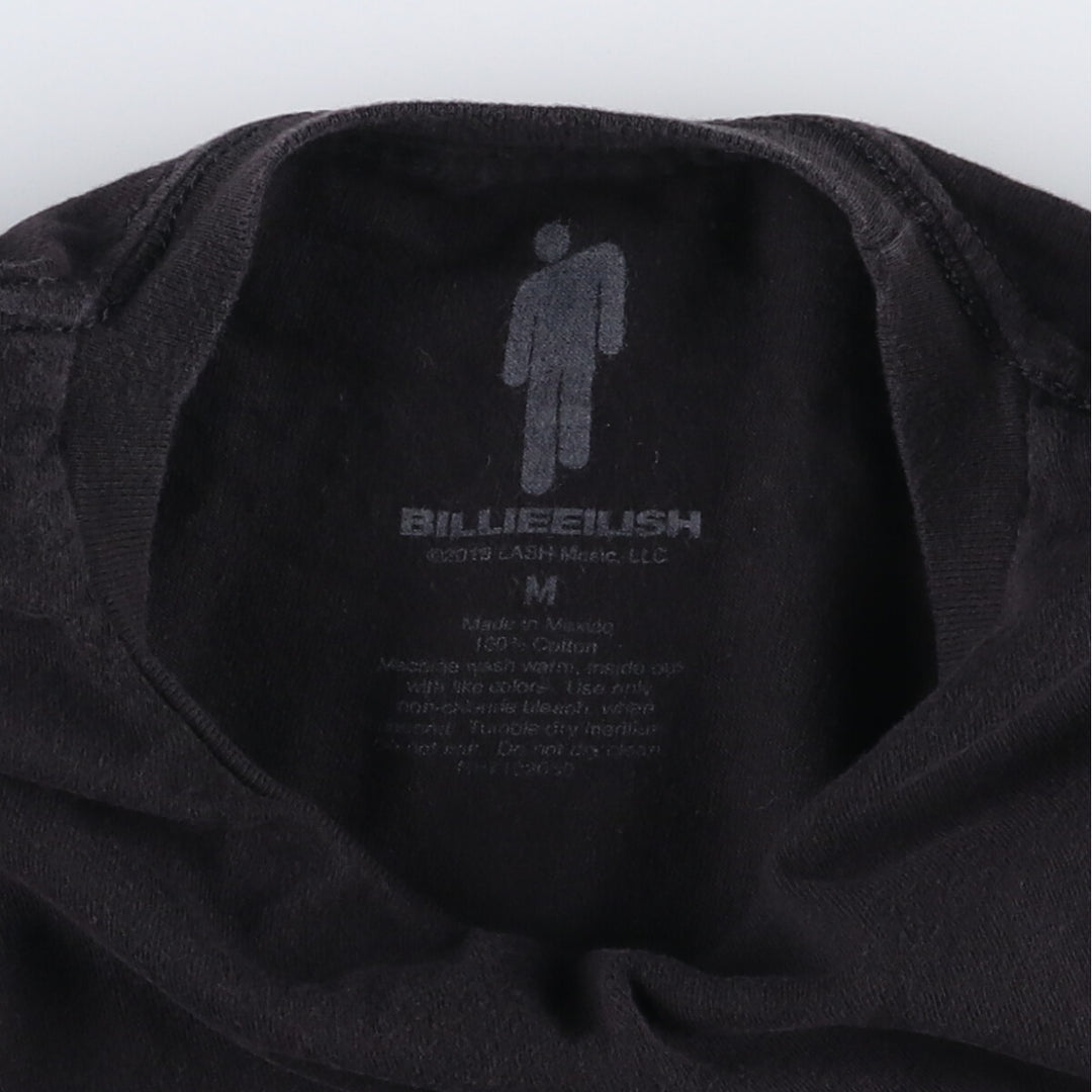 BILLIEEILISH Billie Eilish Band T-shirt Band T Men's M size cotton black type Vintage Second Hand