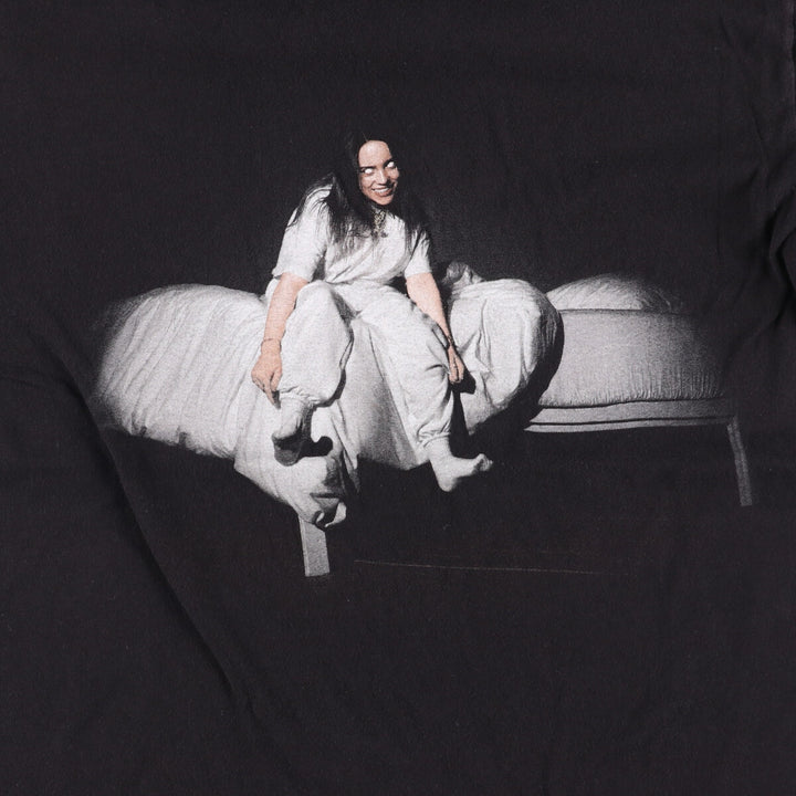 BILLIEEILISH Billie Eilish Band T-shirt Band T Men's M size cotton black type Vintage Second Hand