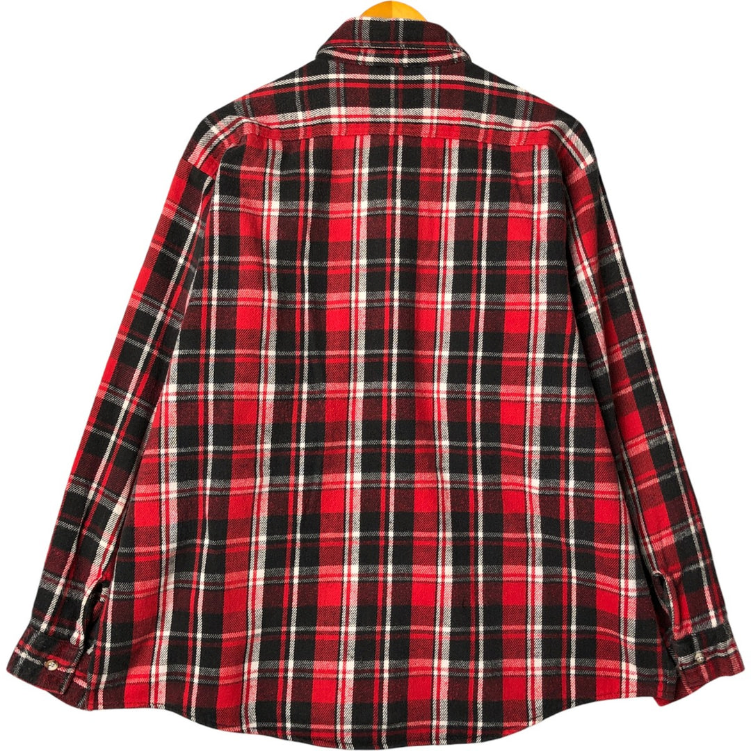 90'S Five Brother long-sleeved flannel check shirt, men's size XL unclear red type Vintage Second Hand