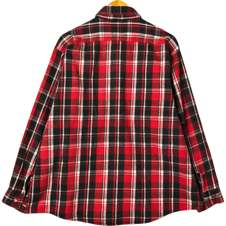 90'S Five Brother long-sleeved flannel check shirt, men's size XL unclear red type Vintage Second Hand