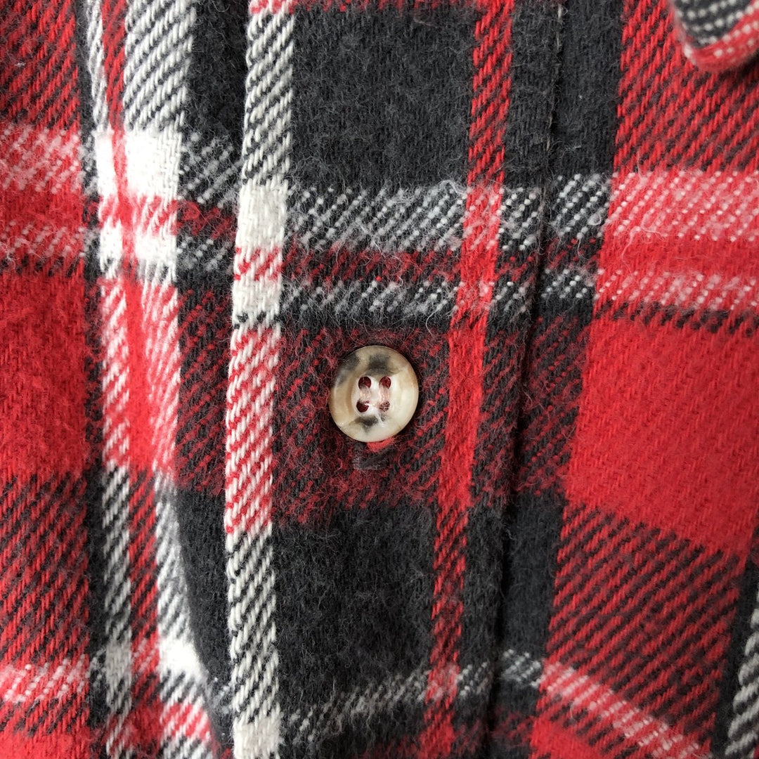 90'S Five Brother long-sleeved flannel check shirt, men's size XL unclear red type Vintage Second Hand