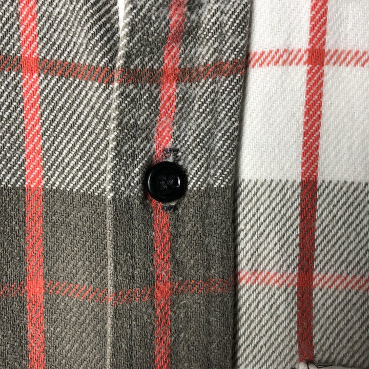 70s-80'S Five Brother long-sleeved flannel check shirt, Made in USA, Men's size M unclear beige type brown Vintage Second Hand