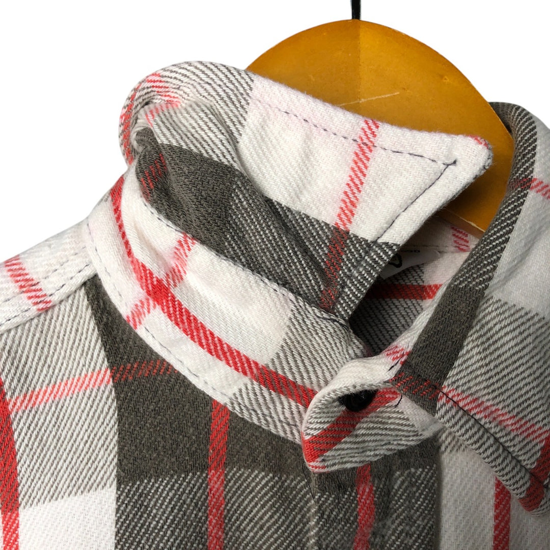 70s-80'S Five Brother long-sleeved flannel check shirt, Made in USA, Men's size M unclear beige type brown Vintage Second Hand