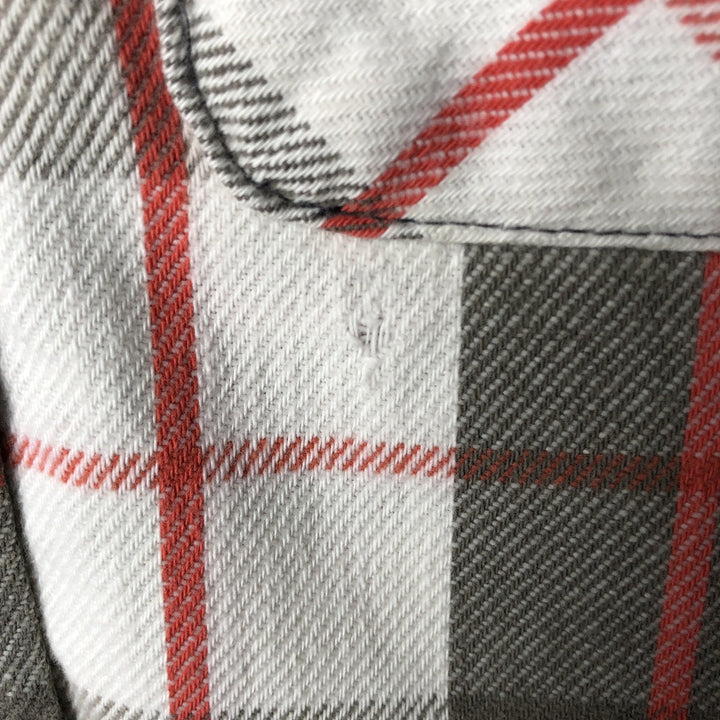 70s-80'S Five Brother long-sleeved flannel check shirt, Made in USA, Men's size M unclear beige type brown Vintage Second Hand