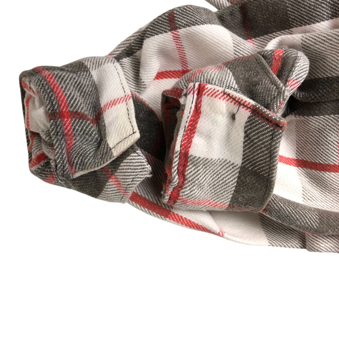 70s-80'S Five Brother long-sleeved flannel check shirt, Made in USA, Men's size M unclear beige type brown Vintage Second Hand