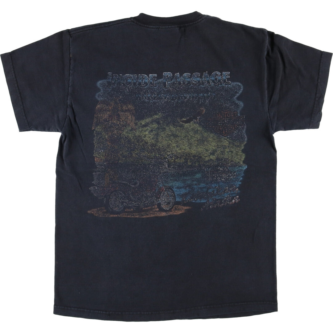 00'S Harley-Davidson Motorcycle Bike T-shirt Made in USA Men's M size cotton black type Vintage Second Hand
