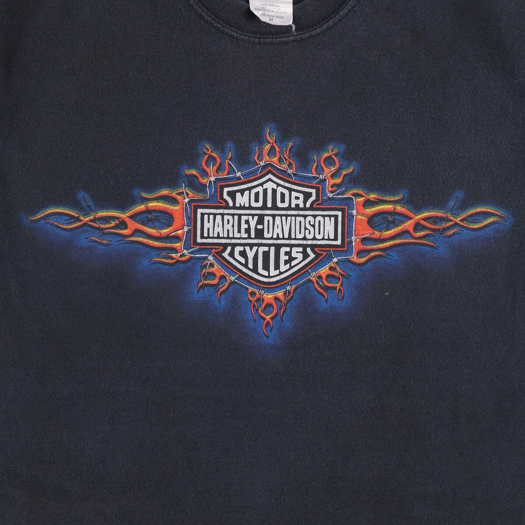 00'S Harley-Davidson Motorcycle Bike T-shirt Made in USA Men's M size cotton black type Vintage Second Hand