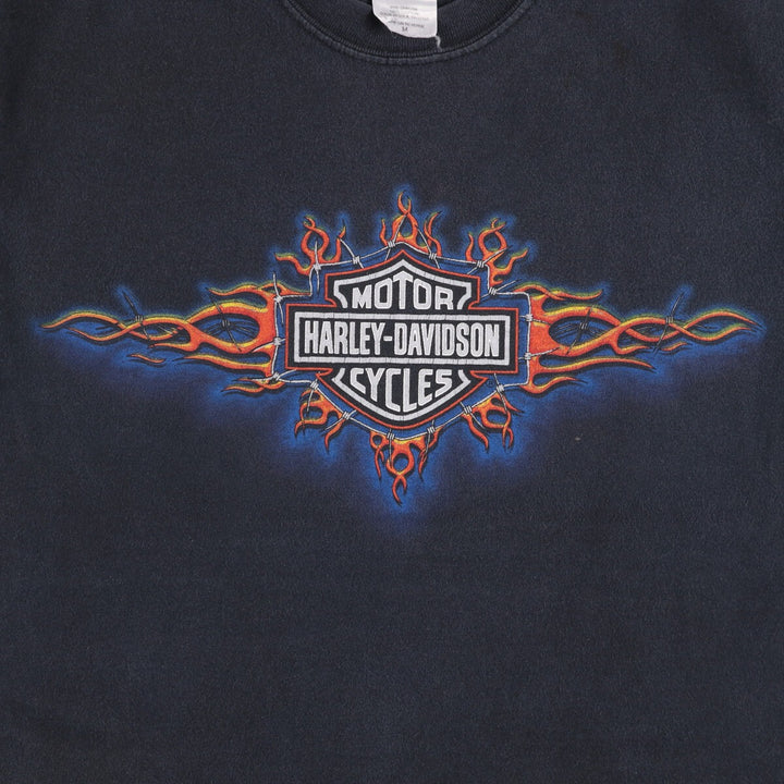 00'S Harley-Davidson Motorcycle Bike T-shirt Made in USA Men's M size cotton black type Vintage Second Hand