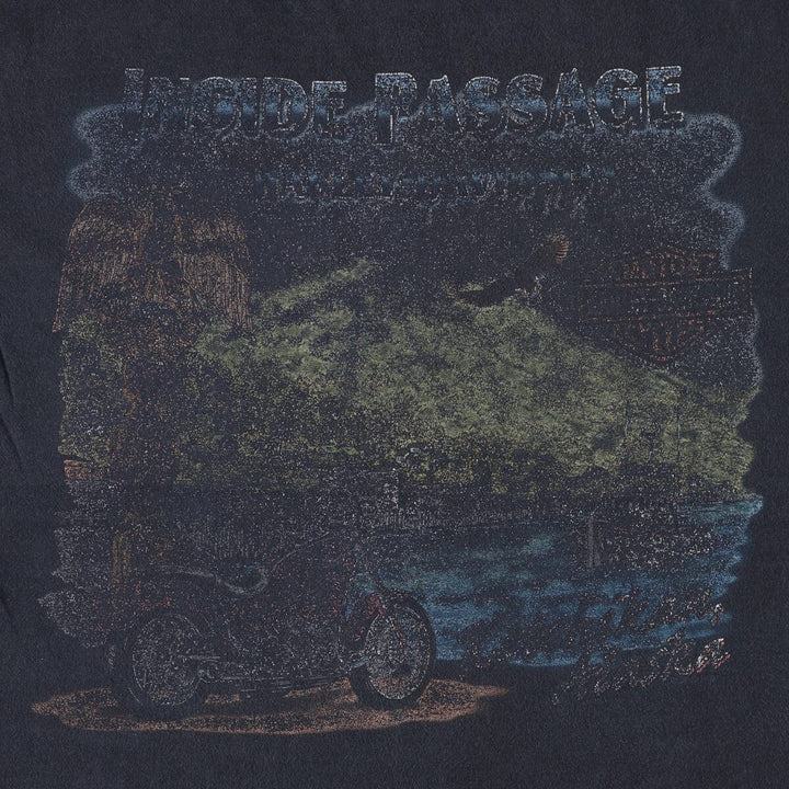 00'S Harley-Davidson Motorcycle Bike T-shirt Made in USA Men's M size cotton black type Vintage Second Hand