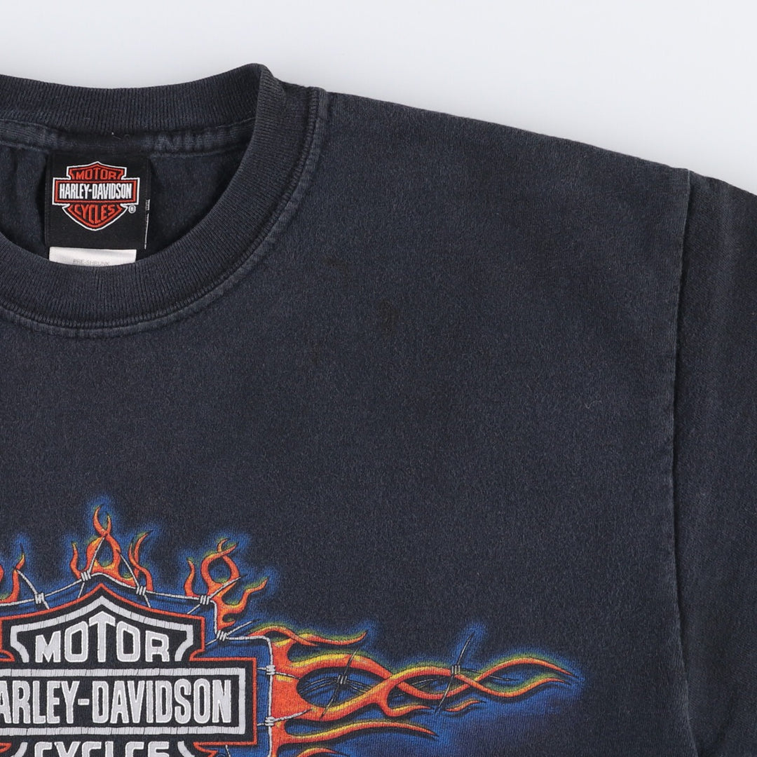 00'S Harley-Davidson Motorcycle Bike T-shirt Made in USA Men's M size cotton black type Vintage Second Hand