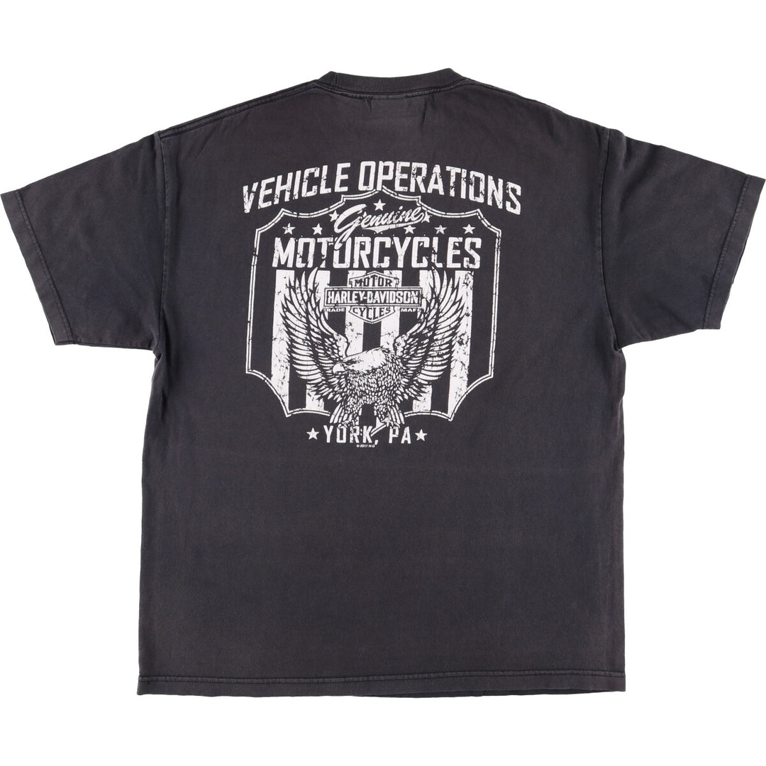 Harley-Davidson Eagle Pattern Motorcycle Bike T-shirt Men's XL unclear black type Vintage Second Hand