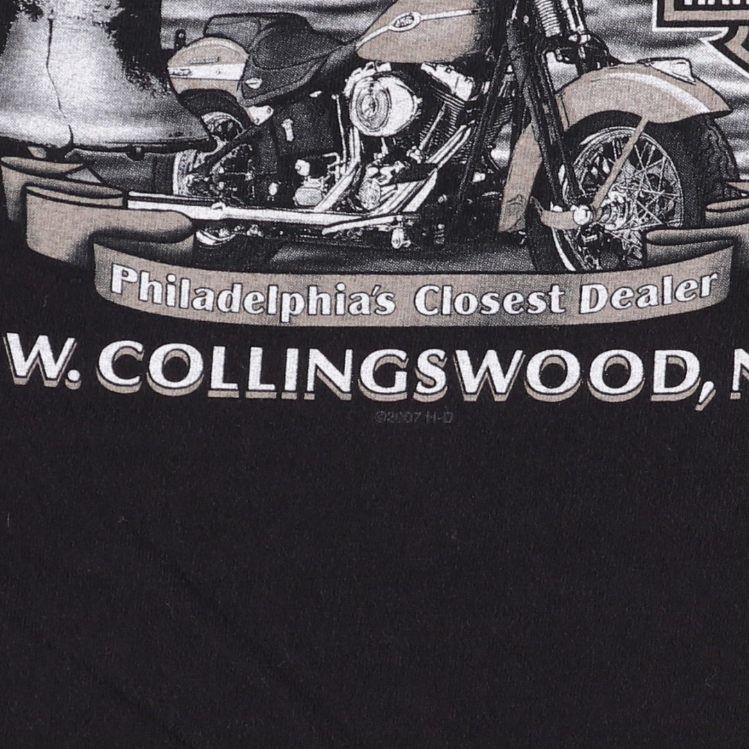 00'S Harley-Davidson Motorcycle Bike T-shirt Made in USA Men's XL cotton black type Vintage Second Hand