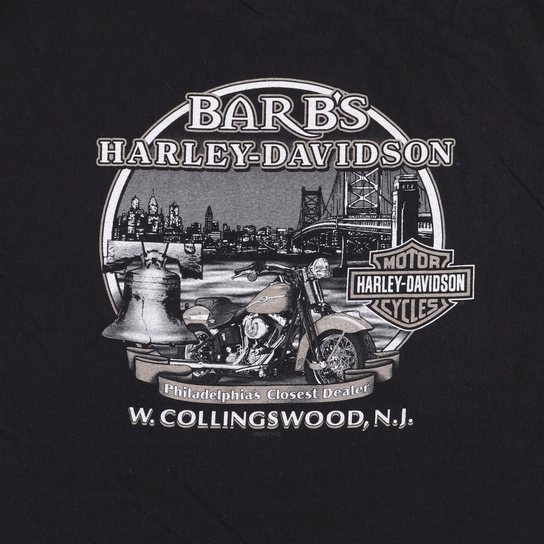 00'S Harley-Davidson Motorcycle Bike T-shirt Made in USA Men's XL cotton black type Vintage Second Hand