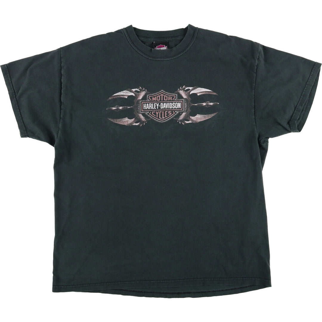 00'S Harley-Davidson Motorcycle Bike T-shirt Made in USA Men's XL cotton black type Vintage Second Hand