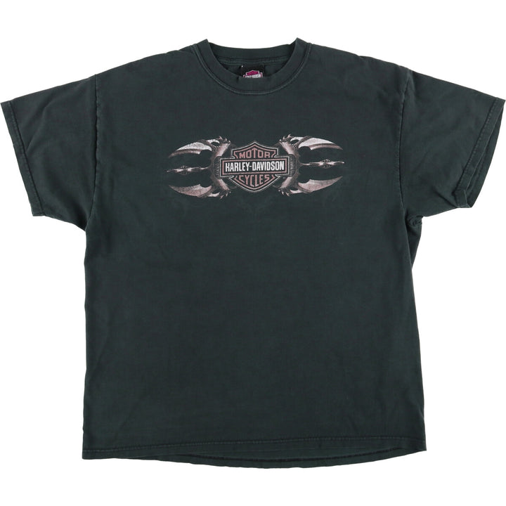 00'S Harley-Davidson Motorcycle Bike T-shirt Made in USA Men's XL cotton black type Vintage Second Hand