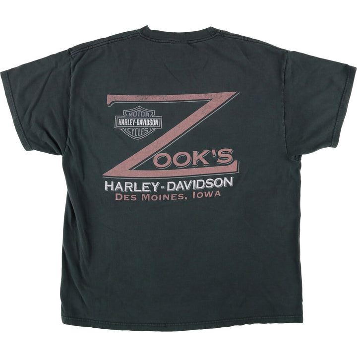 00'S Harley-Davidson Motorcycle Bike T-shirt Made in USA Men's XL cotton black type Vintage Second Hand
