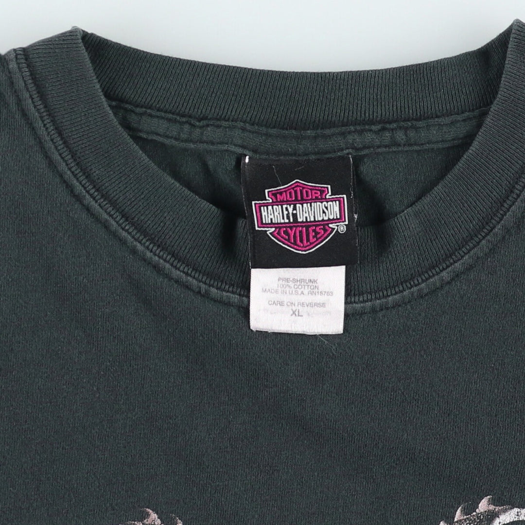 00'S Harley-Davidson Motorcycle Bike T-shirt Made in USA Men's XL cotton black type Vintage Second Hand