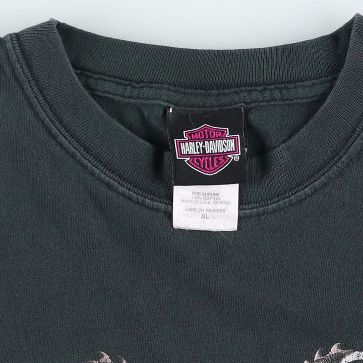 00'S Harley-Davidson Motorcycle Bike T-shirt Made in USA Men's XL cotton black type Vintage Second Hand