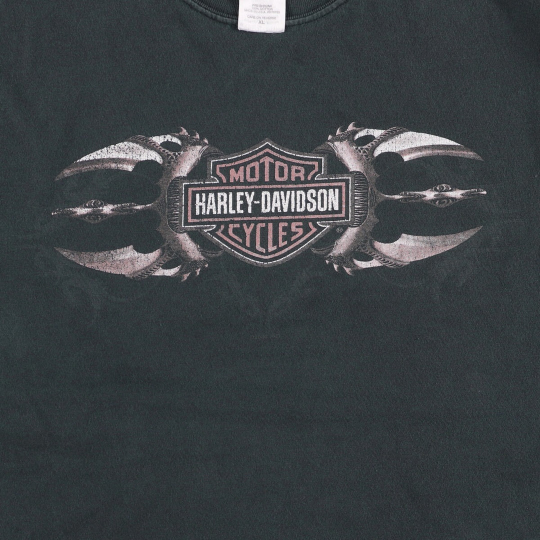 00'S Harley-Davidson Motorcycle Bike T-shirt Made in USA Men's XL cotton black type Vintage Second Hand