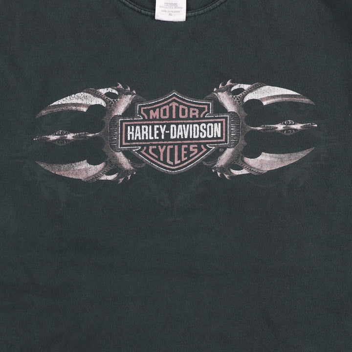 00'S Harley-Davidson Motorcycle Bike T-shirt Made in USA Men's XL cotton black type Vintage Second Hand
