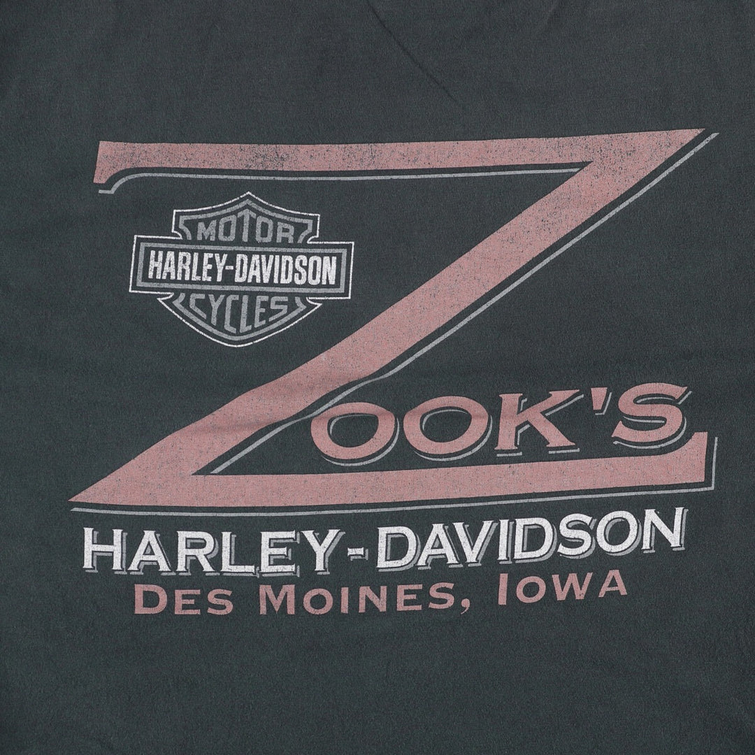 00'S Harley-Davidson Motorcycle Bike T-shirt Made in USA Men's XL cotton black type Vintage Second Hand