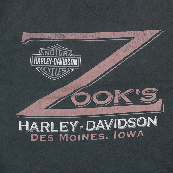 00'S Harley-Davidson Motorcycle Bike T-shirt Made in USA Men's XL cotton black type Vintage Second Hand