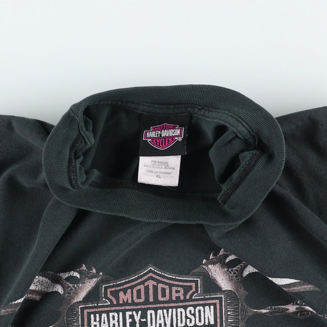 00'S Harley-Davidson Motorcycle Bike T-shirt Made in USA Men's XL cotton black type Vintage Second Hand