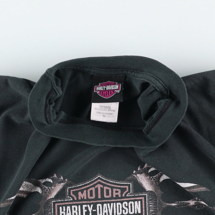 00'S Harley-Davidson Motorcycle Bike T-shirt Made in USA Men's XL cotton black type Vintage Second Hand