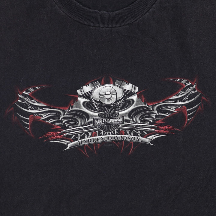 2000'S Harley-Davidson Engine Motorcycle Bike T-Shirt, Made in USA, Men's XXL cotton black type Vintage Second Hand