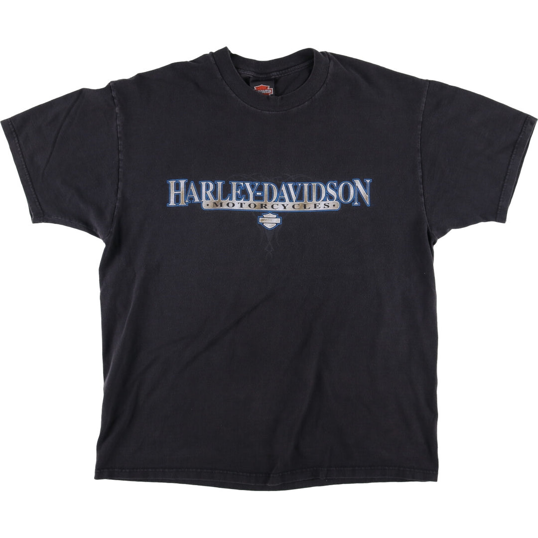 00'S Harley-Davidson Motorcycle Bike T-shirt Made in USA Men's XL cotton black type Vintage Second Hand