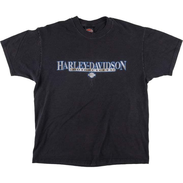 00'S Harley-Davidson Motorcycle Bike T-shirt Made in USA Men's XL cotton black type Vintage Second Hand