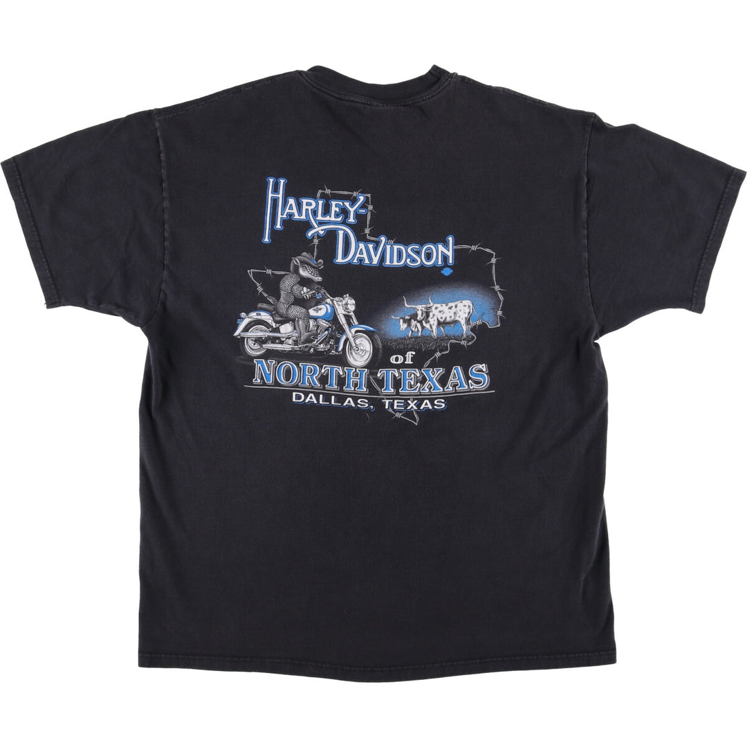 00'S Harley-Davidson Motorcycle Bike T-shirt Made in USA Men's XL cotton black type Vintage Second Hand