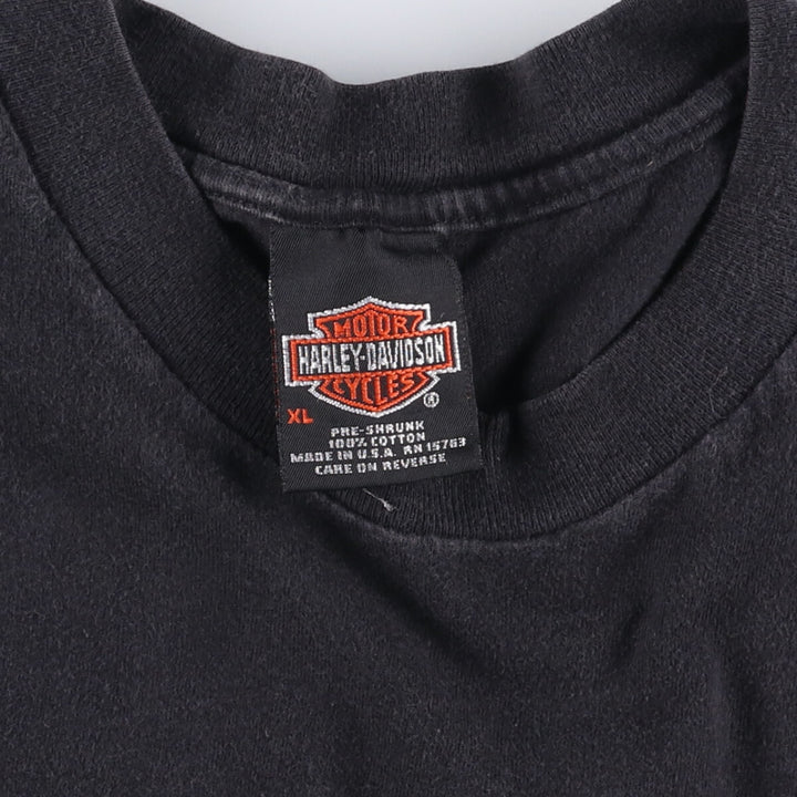 00'S Harley-Davidson Motorcycle Bike T-shirt Made in USA Men's XL cotton black type Vintage Second Hand