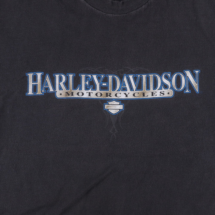 00'S Harley-Davidson Motorcycle Bike T-shirt Made in USA Men's XL cotton black type Vintage Second Hand