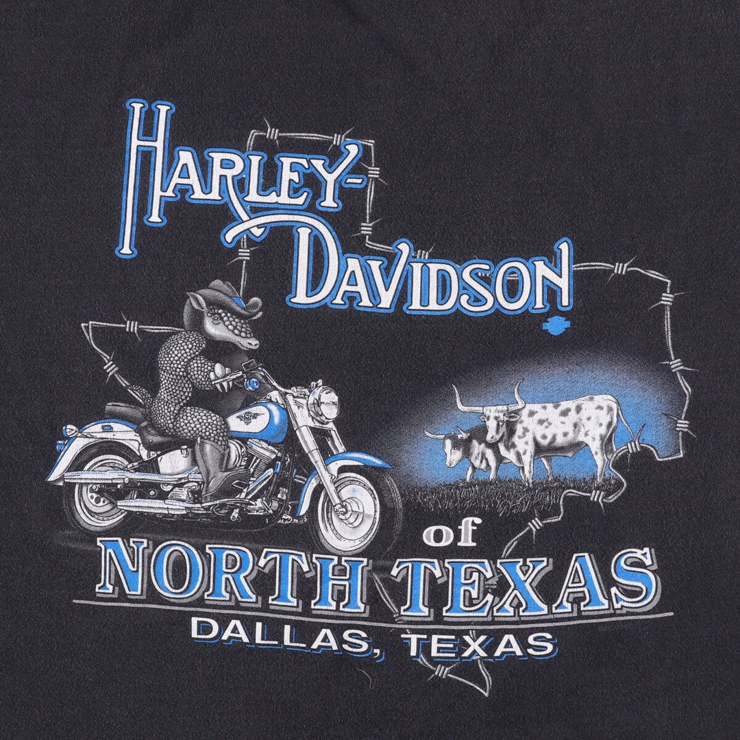 00'S Harley-Davidson Motorcycle Bike T-shirt Made in USA Men's XL cotton black type Vintage Second Hand