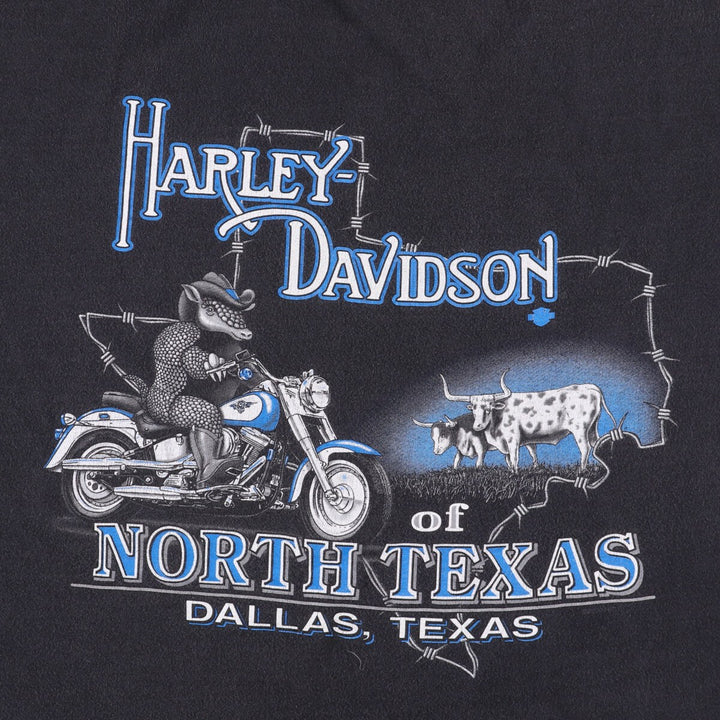 00'S Harley-Davidson Motorcycle Bike T-shirt Made in USA Men's XL cotton black type Vintage Second Hand