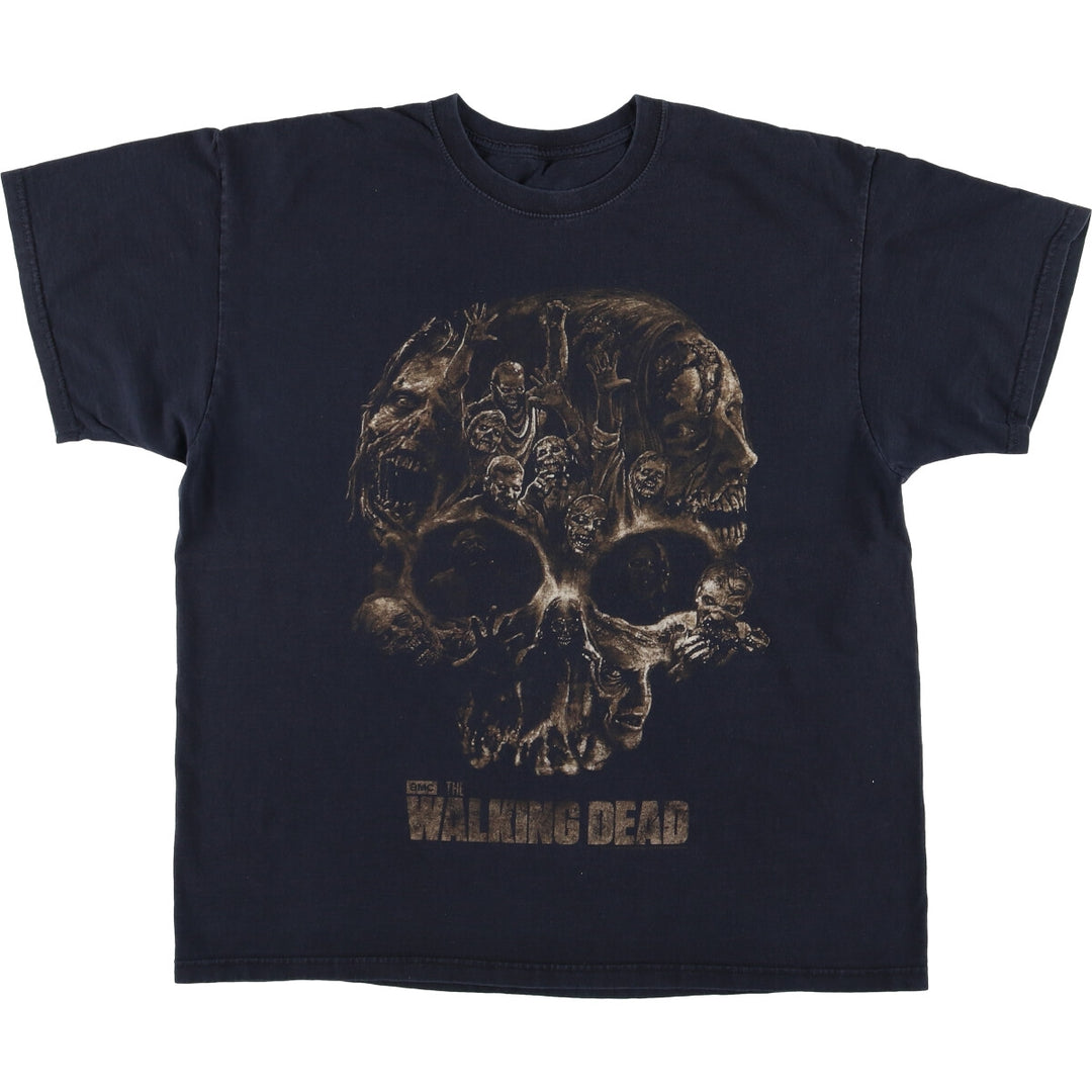 STRANGER THINGS Skull Pattern Movie T-Shirt, Men's Size L unclear black type Vintage Second Hand