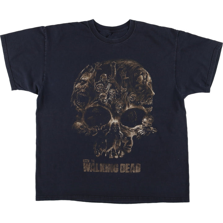 STRANGER THINGS Skull Pattern Movie T-Shirt, Men's Size L unclear black type Vintage Second Hand