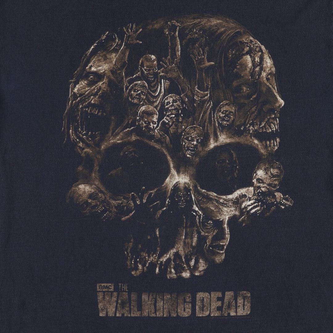 STRANGER THINGS Skull Pattern Movie T-Shirt, Men's Size L unclear black type Vintage Second Hand