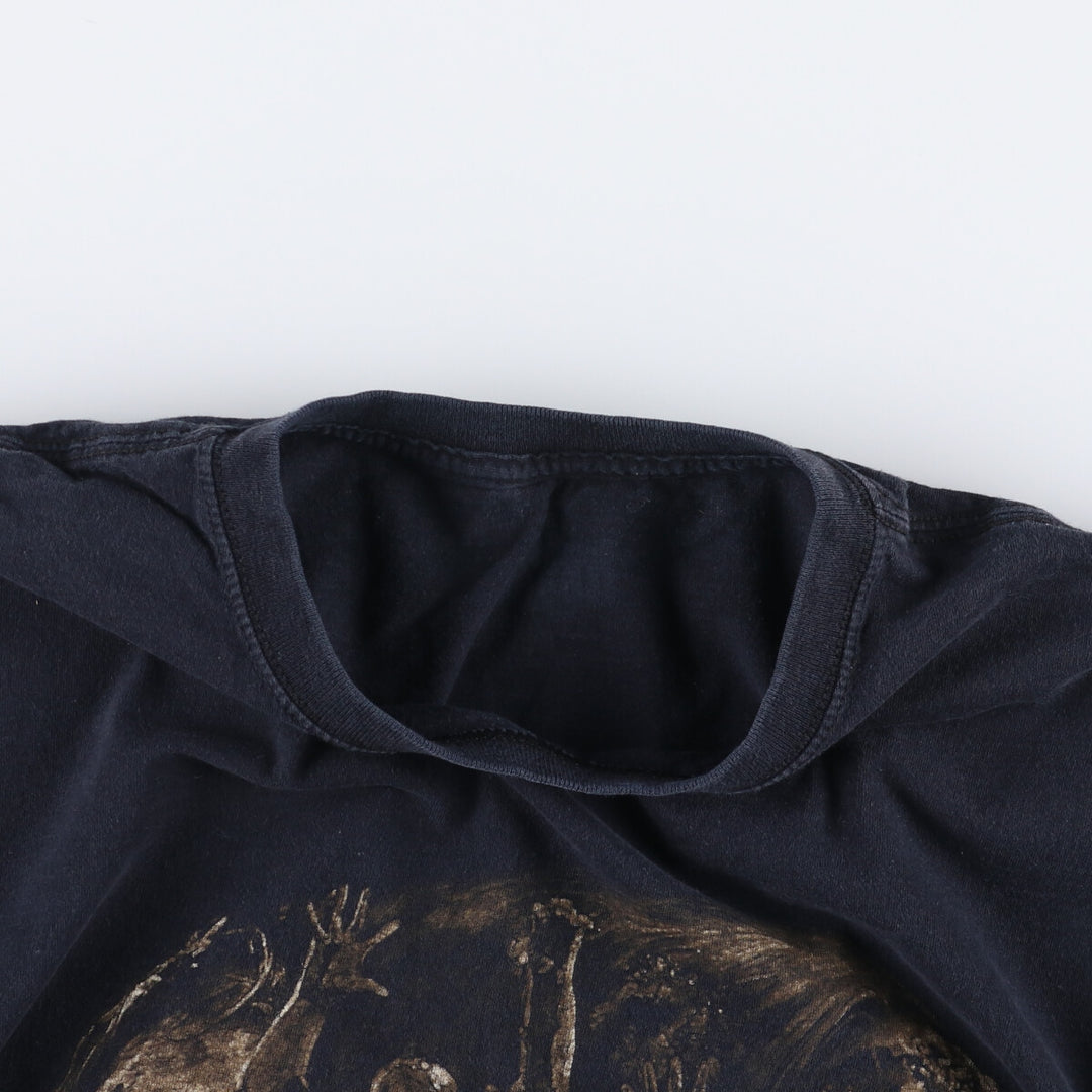 STRANGER THINGS Skull Pattern Movie T-Shirt, Men's Size L unclear black type Vintage Second Hand
