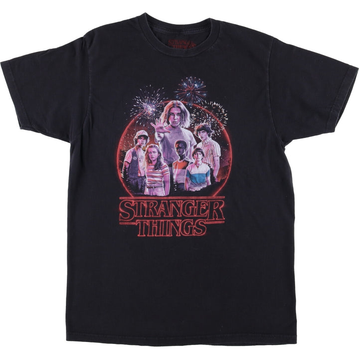 STRANGER THINGS Stranger Things Movie T-shirt Men's M size cotton black type Vintage Second Hand